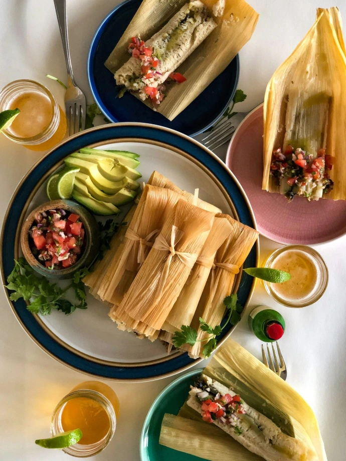 white and green ceramic plate