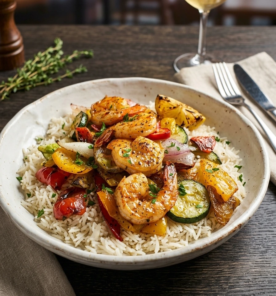 Grilled Gulf Shrimp with Mediterranean Vegetables